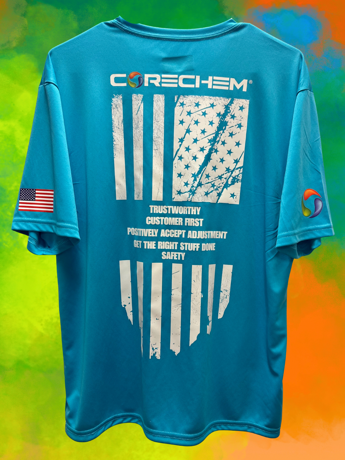 CORECHEM INC. American Flag & Values Performance Tee