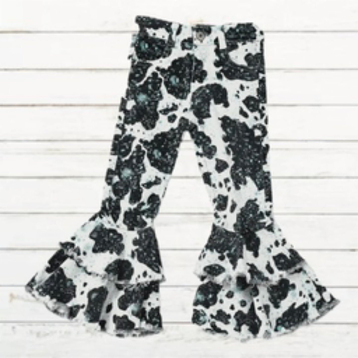 Turquoise & Cows, Denim Flare Pants