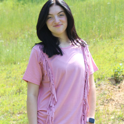 Women’s Merigold Kiss, Rose Pink Blouse with Fringe Tassels