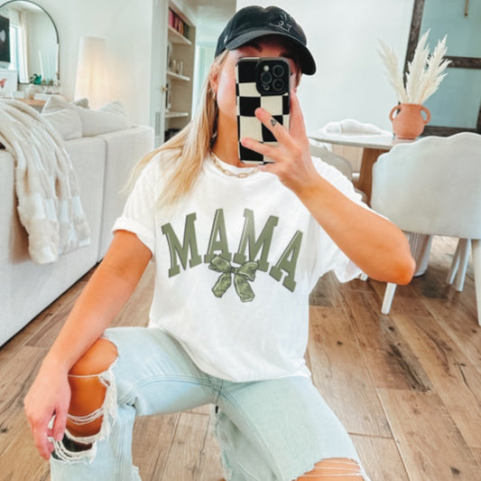MAMA Block Letter and Bow, Custom Tshirt