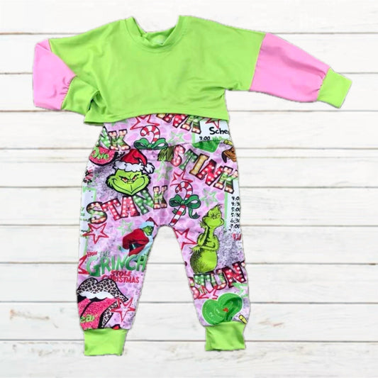 Grinch Honey Romper,  2PC Set