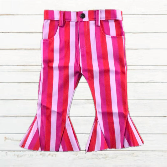 Pretty in Pink Multi Stripes, Denim Flare Pants
