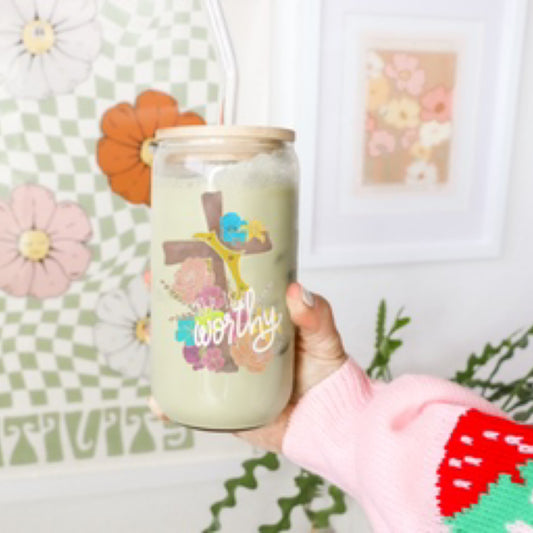 She is Worthy, Glass Tumbler