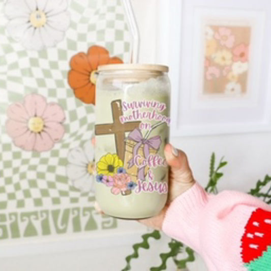 Surviving Motherhood Glass Tumbler